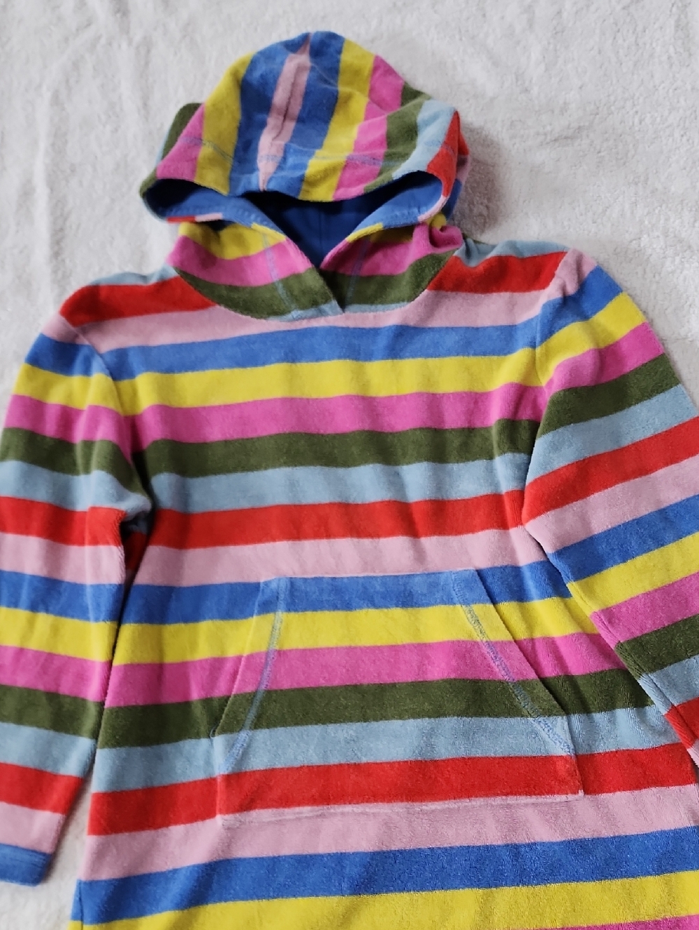 Mini Boden Girls Multicolor Striped Hooded Beach Cover Size 7-8 Preowned